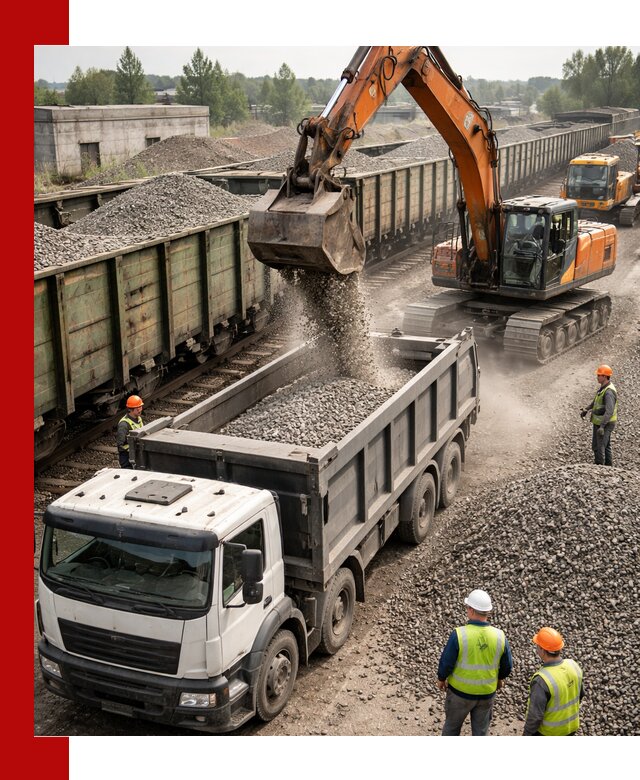 Железнодорожный щебень фракция 25–60 для поставок в Черняховске