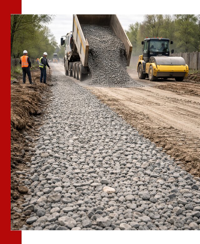 Доставка щебня для отсыпки дорог в Черняховске высокого качества
