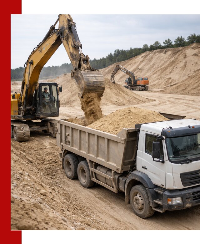 Доставка карьерного песка с самосвалами и разгрузкой в Черняховске