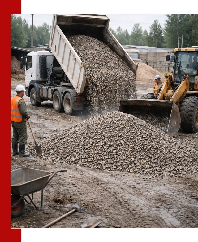 Мытый гравий с доставкой в Черняховске от карьера до участка