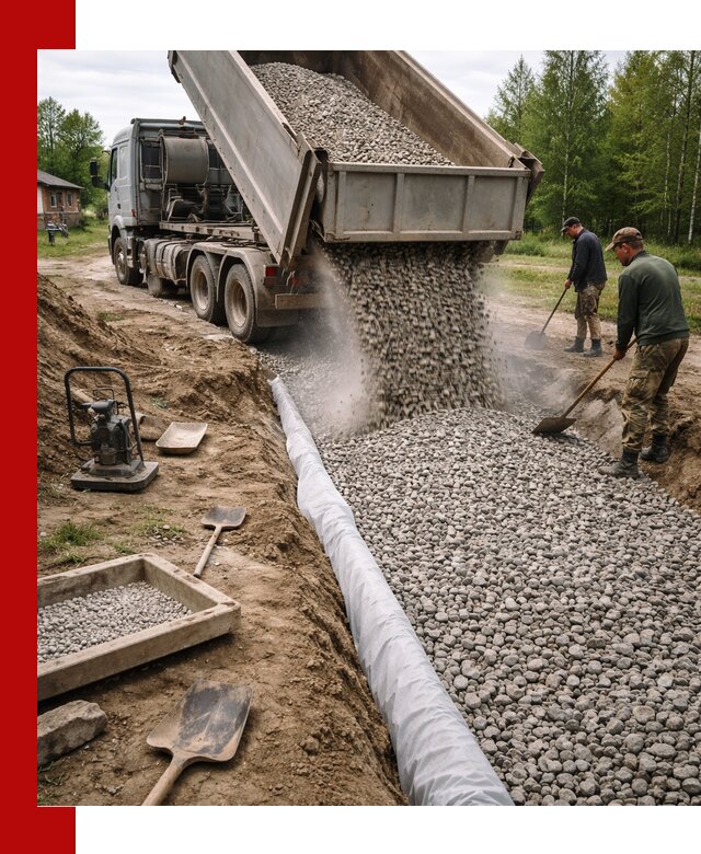 Гравий для дренажа с доставкой в Черняховске качественный и недорогой
