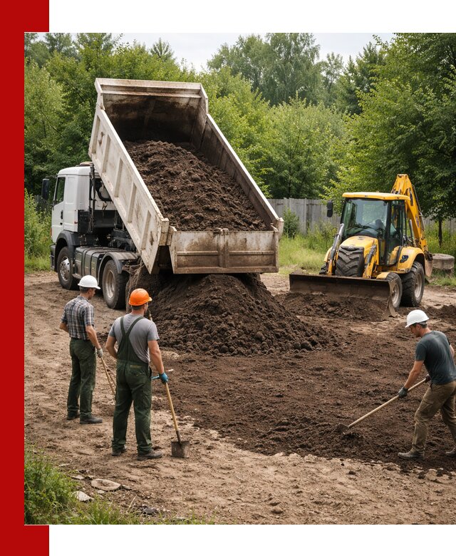 Доставка и укладка грунта для выравнивания участка в Черняховске