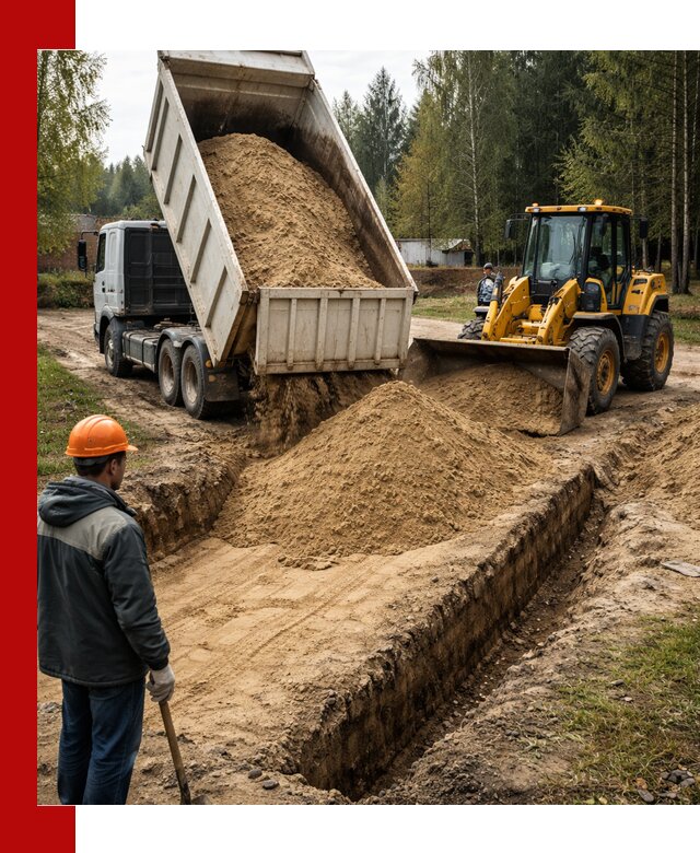 Доставка песчаного грунта в Черняховске для строительных работ