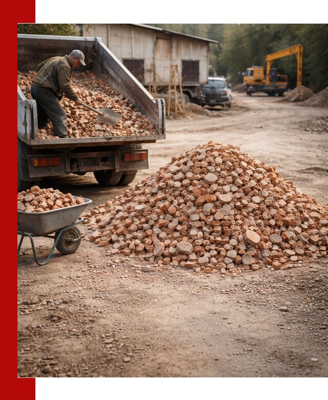 Доставка и подушка из боя кирпича с разгрузкой в Черняховске