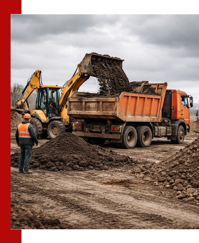 Вывоз грунта и строительного мусора в Черняховске грузовыми самосвалами