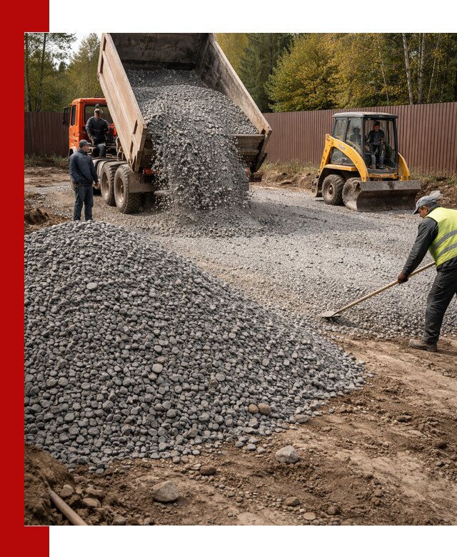 Отсыпка участка щебнем с доставкой и уплотнением в Черняховске